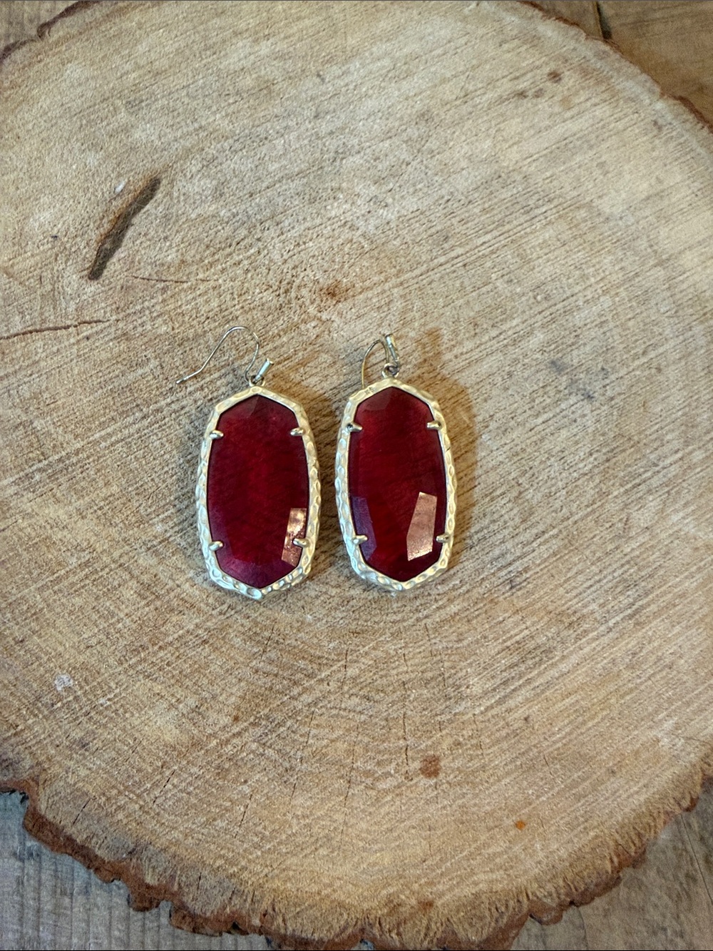 Kendra Scott Deep Red Faceted Drop Earrings